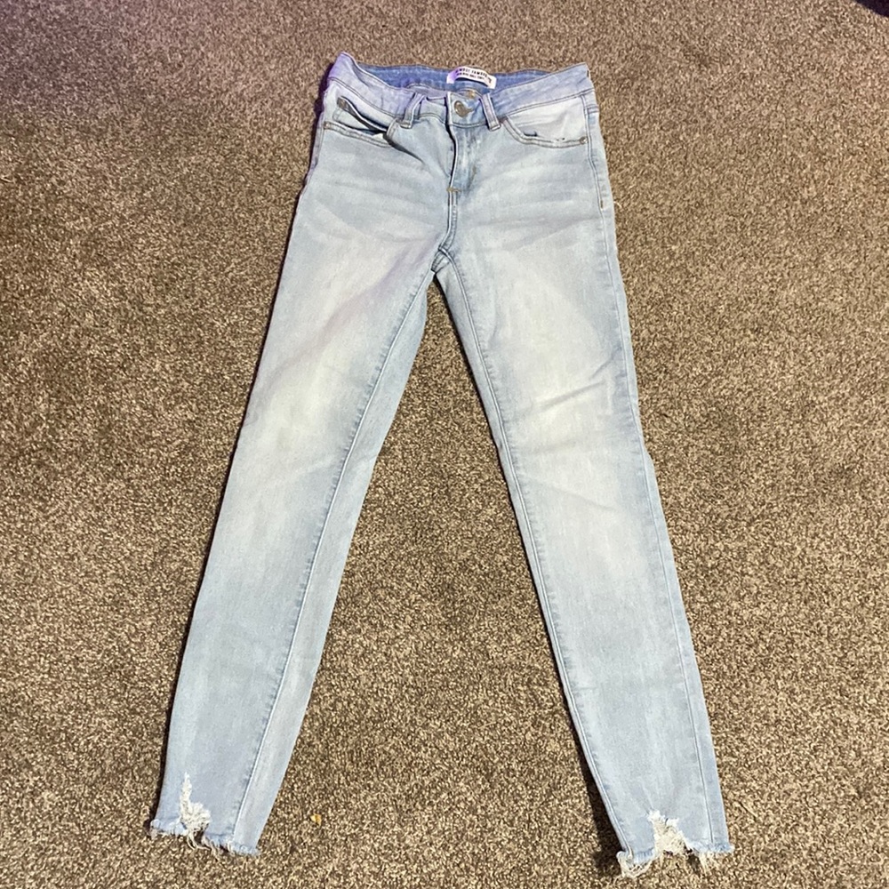skinny jeans light wash mid-rise roll cuff